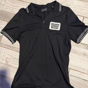 Emporio Armani Black Polo with White Accents
